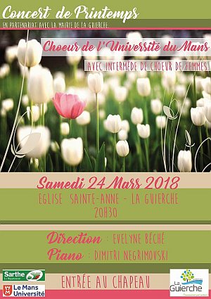 Concert du Choeur de l'Université du Mans, samedi 24 mars 2018, La Guierche (Sarthe, France)