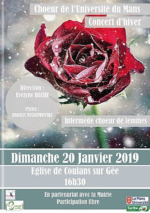 Concert du Choeur de l'Université du Mans, dimanche 20 janvier 2019, Coulans-sur-Gée (Sarthe, France) - direction Evelyne Béché