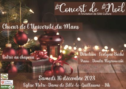 Concert de Nol du choeur de l'universit du Mans, dirig par Evelyne Bch - samedi 16 dcembre 2023, Sill-le-Guillaume