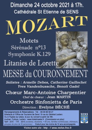 Concert "Mozart" with the Choir Marc-Antoine Charpentier and the orchestra Sinfonietta from Paris, conducted by Evelyne Béché