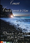 affiche concert Le Croisic (Loire Atlantique, France), Choeur de l'Université du Maine, dirigé par Evelyne Béché, 11 avril 2010