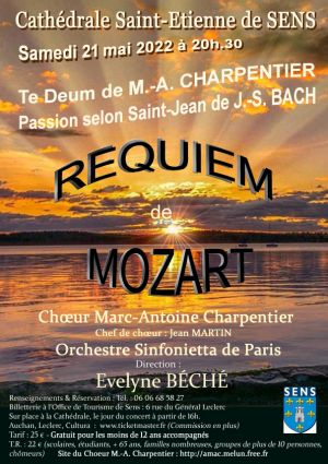 Concert du Choeur Marc-Antoine Charpentier de Melun avec orchestre, dirigés par Evelyne Béché - Cathédrale de Sens, samedi 21 mai 2022