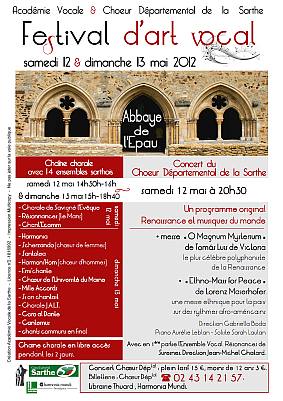 affiche festival d'art vocal - Abbaye de l'Epau, 12 et 13 mai 2012