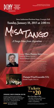 affiche du concert Misatango du 18 janvier 2015 - Carnegie Hall - New-York