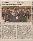 article Ouest-France 22/12/2009 - concert de Noël - La Bazoge - Choeur de l'Université du Maine - Evelyne Béché