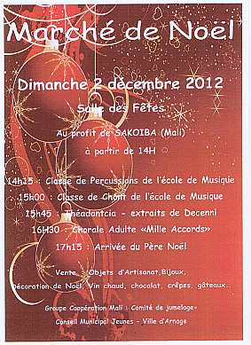 Concert de la chorale Mille Accords dirigée par Evelyne Béché - marché de Noël - Arnage - 2 décembre 2012