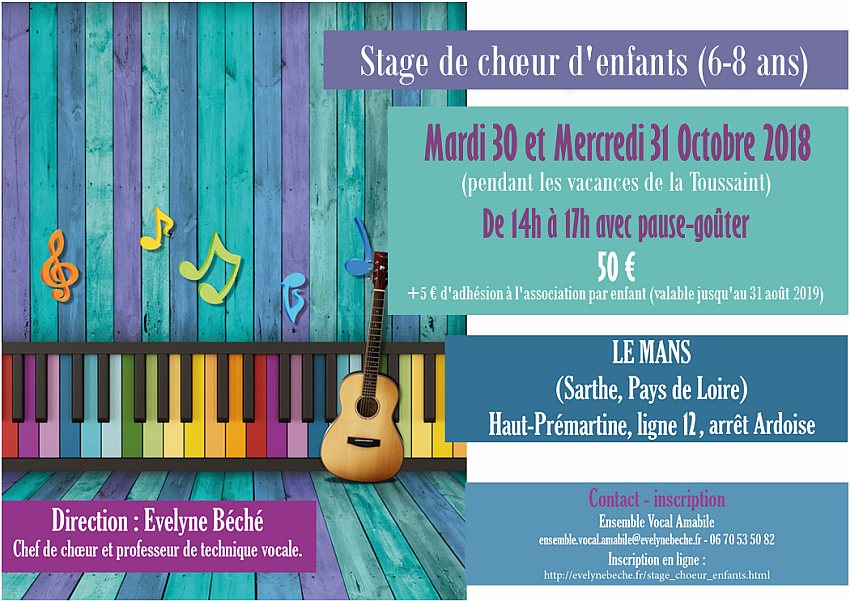 Childrenchoir workshop for children (6-8years old)  conducted by Evelyne Béché - Le Mans - Sarthe - France - All Saints holidays - copyright Manoon-créations