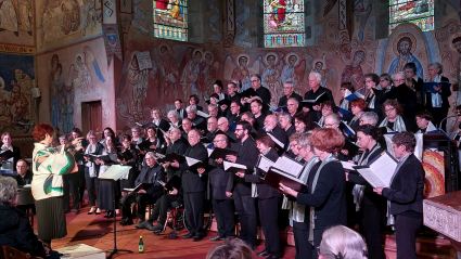 Concert du Choeur de l'Universit� du Mans dirig� par Evelyne B�ch�. Eglise Saint-Lazare, Le Mans - 7 avril 2024