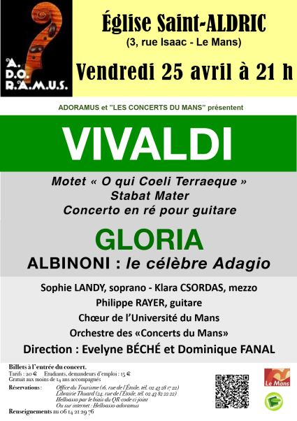 Concert "splendeurs de la musique italienne" - adoramus - Evelyne B�ch�, Dominique Fanal, Gloria de Vivaldi - 25 avril 2025 - �glise St-Aldric - Le Mans