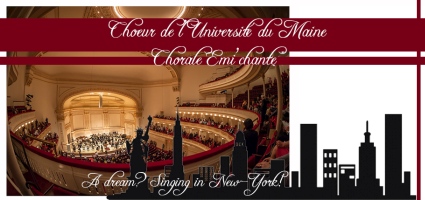 Misatango au Carnegie Hall, New-York. Choeur de l'Universit&eacute; du Maine et chorale Emichante, dirig&eacute;es par Evelyne B&eacute;ch&eacute;