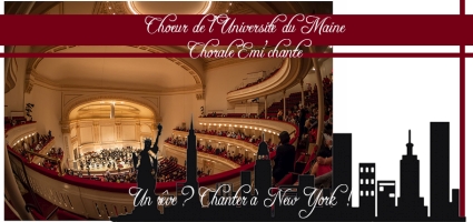 Misatango au Carnegie Hall, New-York. Choeur de l'Universit&eacute; du Maine et chorale Emichante, dirig&eacute;es par Evelyne B&eacute;ch&eacute;